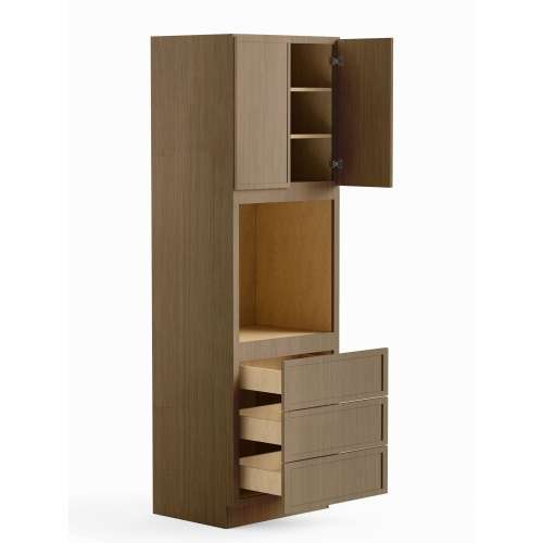 SMO309624-ASM-FR02-TW Framington 30-in x 24-in x 96-in Assembled Latitude Tall Oven Cabinet, Tan Wood