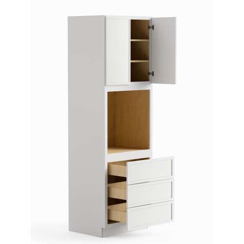 SMO309624-ASM-FR02-WH Framington 30-in x 24-in x 96-in Assembled Latitude Tall Oven Cabinet, White