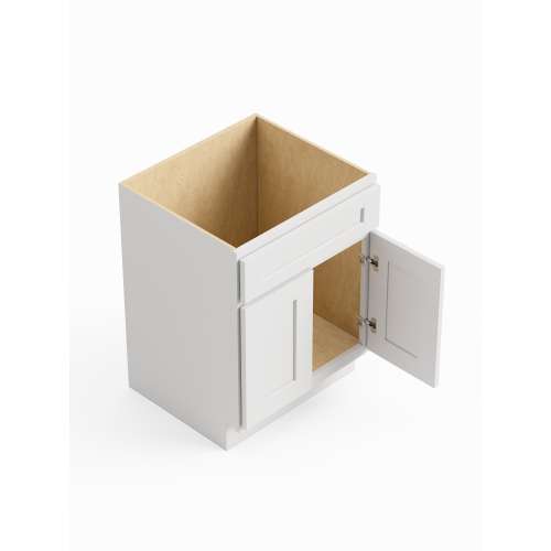 SMSB27-RTA-FR01-WH Framington 27-in x 24-in x 35-in Ready To Assemble Remington Double Door Single Drawer Front Sink Base Cabinet, White