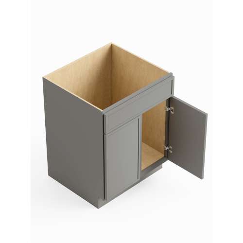 SMSB27-ASM-FR02-LG Framington 27-in x 24-in x 35-in Assembled Latitude Double Door Single Drawer Front Sink Base Cabinet, Light Grey