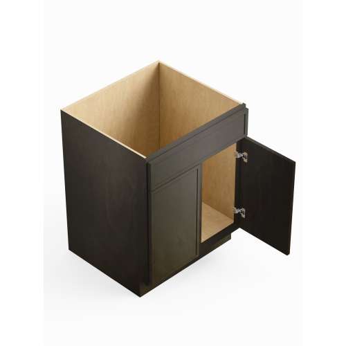 SMSB27-ASM-FR02-SG Framington 27-in x 24-in x 35-in Assembled Latitude Double Door Single Drawer Front Sink Base Cabinet, Smokey Grey
