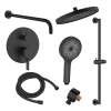 SMAPRK1610HB-2-MB Astra Two Function Round ADA Pressure Balance With Hand Shower On Bar Set, Matte Black