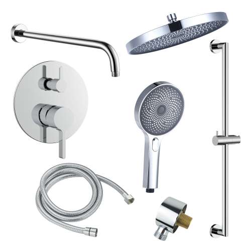 SMAPRK1610HB-2-PC Astra Two Function Round ADA Pressure Balance With Hand Shower On Bar Set, Polished Chrome