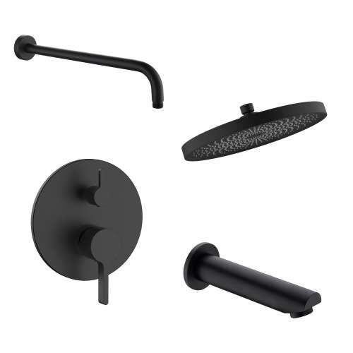 SMAPRK1610T-2-MB Astra Two Function Round ADA Pressure Balance Shower And Tub Set, Matte Black