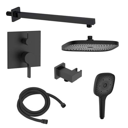 SMAPSK1610H-2-MB Astra Two Function Square ADA Pressure Balance With Hand Shower Set, Matte Black