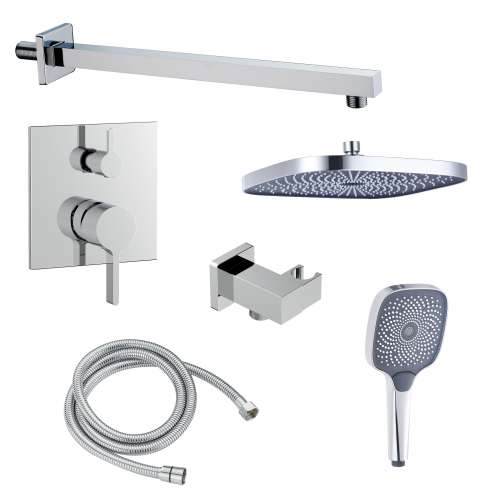 SMAPSK1610H-2-PC Astra Two Function Square ADA Pressure Balance With Hand Shower Set, Polished Chrome