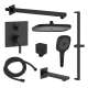 SMAPSK1610TH-3-MB Astra Three Function Square ADA Pressure Balance With Hand Shower On Bar Shower And Tub Set, Matte Black