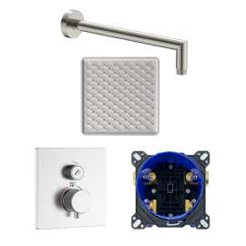 SMASTK1210-1-M ArgoTherm Single Function Square Thermostatic Push Button Shower Set With 12-in Shower Arm