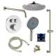 SMATRHK1612-2-BN ArgoTherm Two Function Round Thermostatic Push Button With Four Function Hand Shower On Bar Set, Brushed Nickel