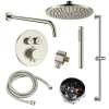SMATRK1612HB-2-BN ArgoTherm Two Function Round Thermostatic Push Button With Hand Shower On Bar Set, Brushed Nickel