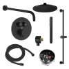 SMATRK1612HB-2-MB ArgoTherm Two Function Round Thermostatic Push Button With Hand Shower On Bar Set, Matte Black