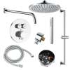 SMATRK1612HB-2-PC ArgoTherm Two Function Round Thermostatic Push Button With Hand Shower On Bar Set, Polished Chrome