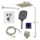 SMATSHK1612-2-BN ArgoTherm Two Function Square Thermostatic Push Button With Three Function Hand Shower On Bar Set, Brushed Nickel