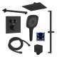 SMATSHK1612-2-MB ArgoTherm Two Function Square Thermostatic Push Button With Three Function Hand Shower On Bar Set, Matte Black