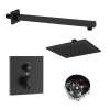 SMATSK1612-1-MB ArgoTherm Single Function Square Thermostatic Push Button Shower Set, Matte Black
