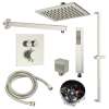 SMATSK1612HB-2-BN ArgoTherm Two Function Square Thermostatic Push Button With Hand Shower On Bar Set, Brushed Nickel