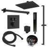 SMATSK1612HB-2-MB ArgoTherm Two Function Square Thermostatic Push Button With Hand Shower On Bar Set, Matte Black