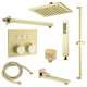 SMATSK1612TH-3-CB ArgoTherm Three Function Square Thermostatic Push Button With Hand Shower On Bar Shower And Tub Set, Champagne Bronze