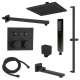 SMATSK1612TH-3-MB ArgoTherm Three Function Square Thermostatic Push Button With Hand Shower On Bar Shower And Tub Set, Matte Black
