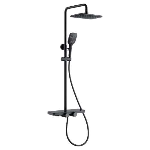 SMCTSS-MB Selene Three Function Thermostatic With Hand Shower And Shelf Shower Set, Matte Black