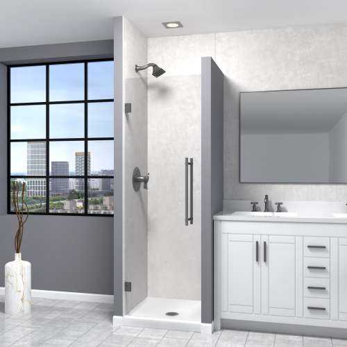 SMEHTA247610C-BK-MB Ethan 24-in W x 76-in H Hinged Shower Door in Matte Black with Clear Glass