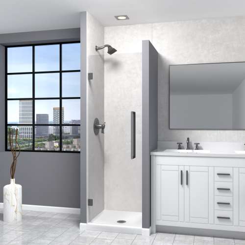 SMEHTA267610C-T-MB Ethan 26-in W x 76-in H Hinged Shower Door in Matte Black with Clear Glass