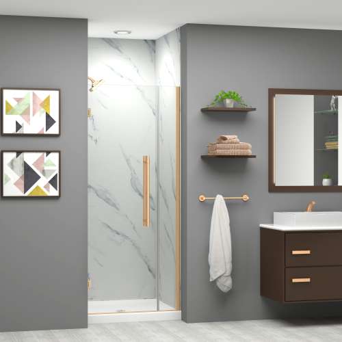 SMEHTB32267610C-BK-CB Ethan 32-in W x 76-in H Hinged Shower Door in Champagne Bronze with Clear Glass