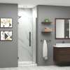 SMEHTB32267610C-BK-MB Ethan 32-in W x 76-in H Hinged Shower Door in Matte Black with Clear Glass