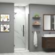 SMEHTB32267610C-BK-MB Ethan 32-in W x 76-in H Hinged Shower Door in Matte Black with Clear Glass