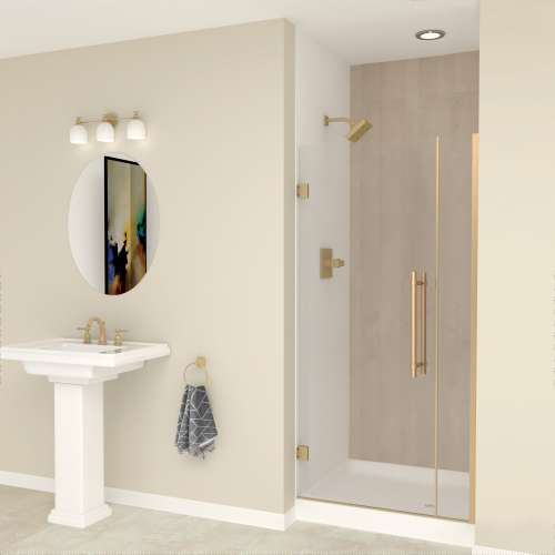SMEHTB335277610C-BK-CB Ethan 33.5-in W x 76-in H Hinged Shower Door in Champagne Bronze with Clear Glass