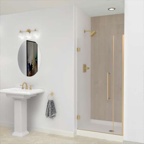 SMEHTB34287610C-T-CB Ethan 34-in W x 76-in H Hinged Shower Door in Champagne Bronze with Clear Glass