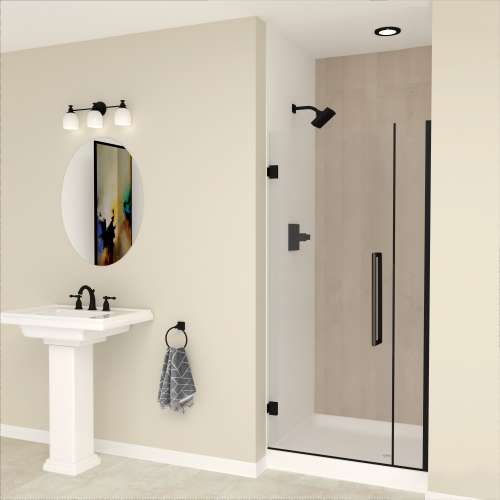 SMEHTB355297610C-T-MB Ethan 35.5-in W x 76-in H Hinged Shower Door in Matte Black with Clear Glass