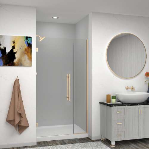 SMEHTB425307610C-BK-CB Ethan 42.5-in W x 76-in H Hinged Shower Door in Champagne Bronze with Clear Glass