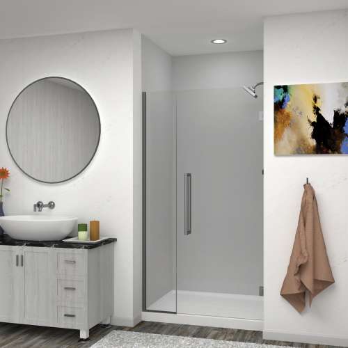 SMEHTB425307610C-T-MB Ethan 42.5-in W x 76-in H Hinged Shower Door in Matte Black with Clear Glass