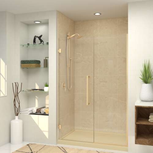 SMEHTB54307610C-T-CB Ethan 54-in W x 76-in H Hinged Shower Door in Champagne Bronze with Clear Glass