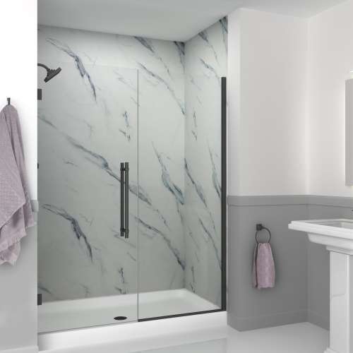 SMEHTB58287610C-BK-MB Ethan 58-in W x 76-in H Hinged Shower Door in Matte Black with Clear Glass