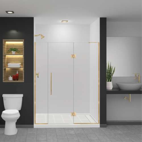 SMEHTF61257610C-T-CB Ethan 61-in W x 76-in H Hinged Shower Door in Champagne Bronze with Clear Glass
