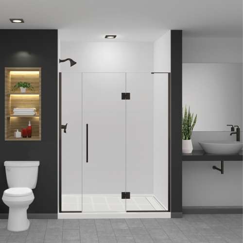 SMEHTF63277610C-T-MB Ethan 63-in W x 76-in H Hinged Shower Door in Matte Black with Clear Glass