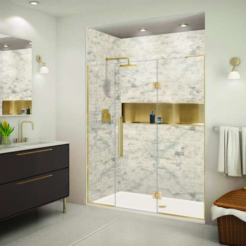SMEHTF695277610C-T-CB Ethan 69.5-in W x 76-in H Hinged Shower Door in Champagne Bronze with Clear Glass