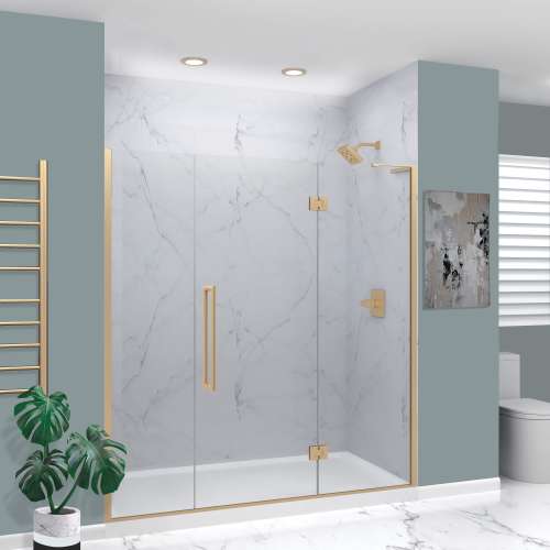 SMEHTF725247610C-T-CB Ethan 72.5-in W x 76-in H Hinged Shower Door in Champagne Bronze with Clear Glass