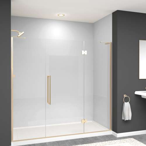 SMEHTF765287610C-T-CB Ethan 76.5-in W x 76-in H Hinged Shower Door in Champagne Bronze with Clear Glass