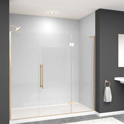 SMEHTF78307610C-BK-CB Ethan 78-in W x 76-in H Hinged Shower Door in Champagne Bronze with Clear Glass