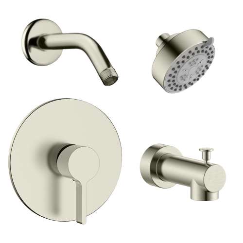 SMEPRK64T-1-BN Evanna Single Function Round ADA Pressure Balance Shower And Tub Set, Brushed Nickel