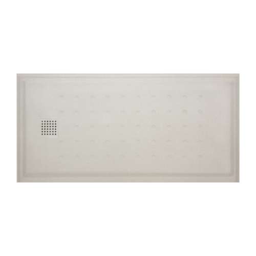 SMFM6032L-28 Monterey 60-in x 32-in Cultured Marble Shower Base With Color Matched Drain Cover And Left Hand Drain, Butternut