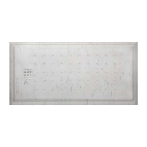 SMFM6032L-47 Monterey 60-in x 32-in Cultured Marble Shower Base With Color Matched Drain Cover And Left Hand Drain, Carrara