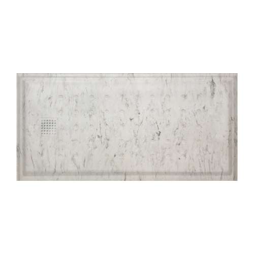 SMFM6032L-49 Monterey 60-in x 32-in Cultured Marble Shower Base With Color Matched Drain Cover And Left Hand Drain, Creme