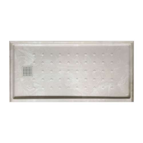 SMFM6032L-50 Monterey 60-in x 32-in Cultured Marble Shower Base With Color Matched Drain Cover And Left Hand Drain, Moonstone