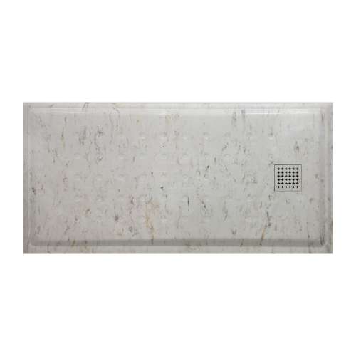 SMFM6032R-48 Monterey 60-in x 32-in Cultured Marble Shower Base With Color Matched Drain Cover And Right Hand Drain, Butterscotch