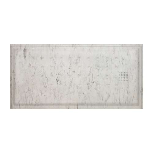 SMFM6032R-49 Monterey 60-in x 32-in Cultured Marble Shower Base With Color Matched Drain Cover And Right Hand Drain, Creme
