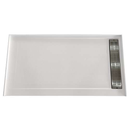 SMFSC6034R-01 60-in x 34-in Cast Solid Surface Commercial Shower Base With Right Hand Drain, White